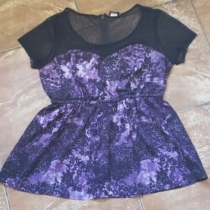 Torrid purple & black mesh top